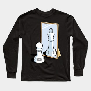 Chess Pawn King Mirror Reflection Motivational Long Sleeve T-Shirt